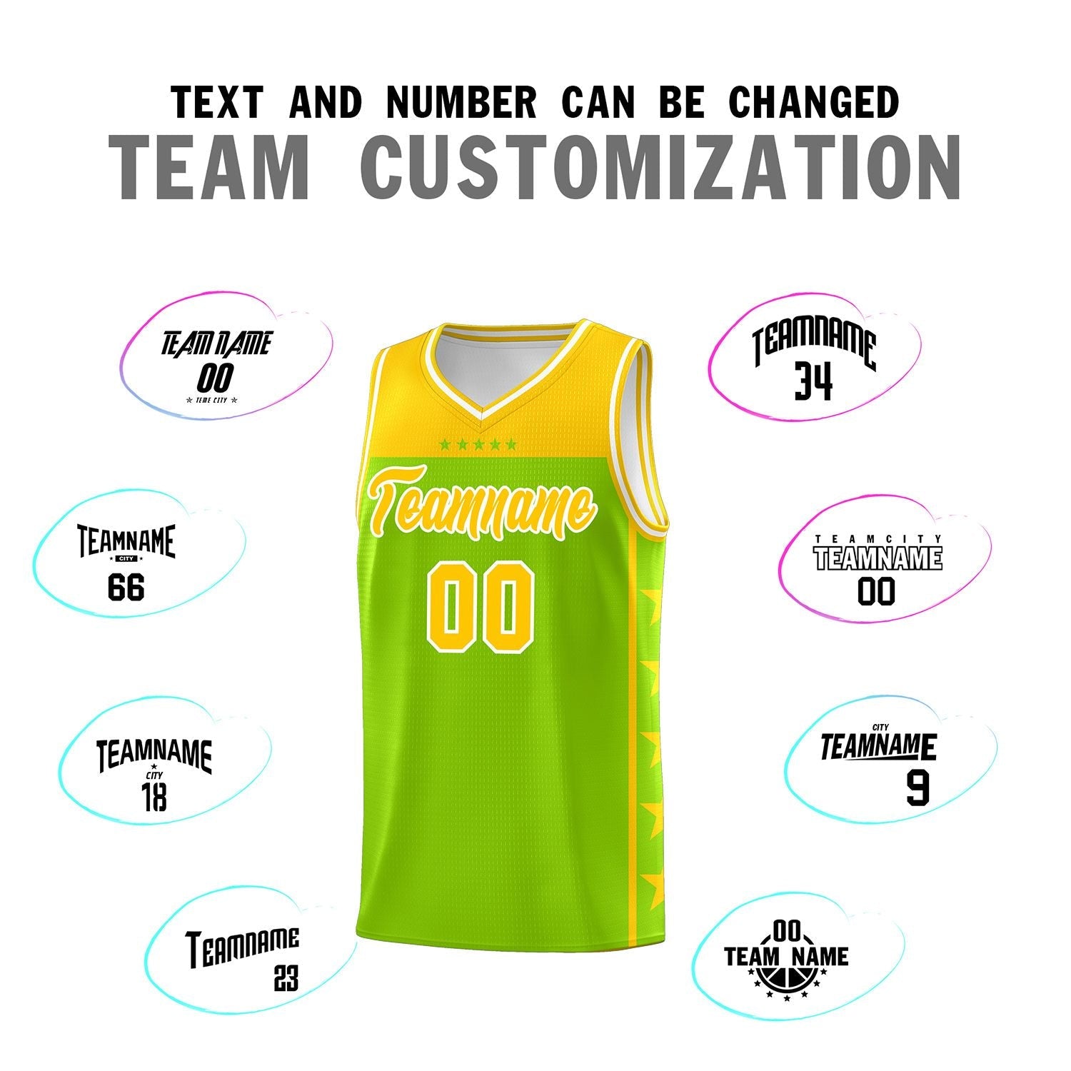 Custom Neon Green Yellow Color Block Sets Sports Uniform Basketball Jersey