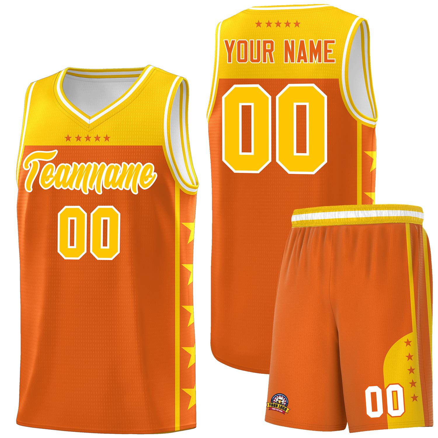 Custom Orange Yellow Color Block Sets Sports Uniform Basketball Jersey