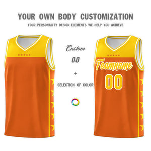 Custom Orange Yellow Color Block Sets Sports Uniform Basketball Jersey