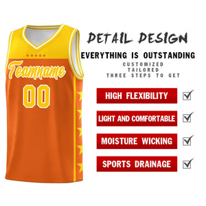 Custom Orange Yellow Color Block Sets Sports Uniform Basketball Jersey