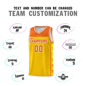 Custom Gold Orange Color Block Sets Sports Uniform Basketball Jersey