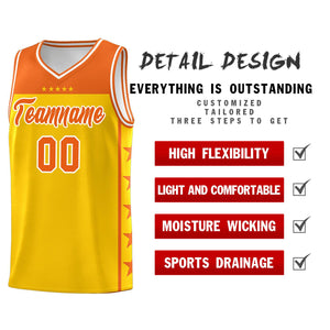 Custom Gold Orange Color Block Sets Sports Uniform Basketball Jersey