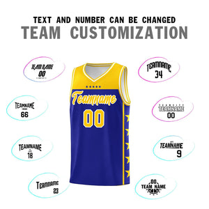 Custom Royal Yellow Color Block Sets Sports Uniform Basketball Jersey