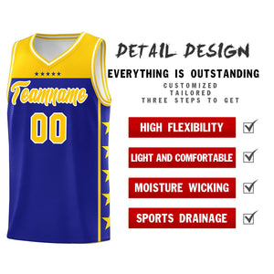 Custom Royal Yellow Color Block Sets Sports Uniform Basketball Jersey