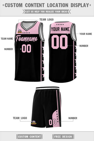 Custom Black Light Pink Color Block Sets Sports Uniform Basketball Jersey