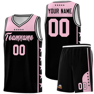 Custom Black Light Pink Color Block Sets Sports Uniform Basketball Jersey