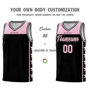 Custom Black Light Pink Color Block Sets Sports Uniform Basketball Jersey