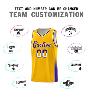 Custom Yellow White-Purple Personalized Two Tone Font Sports Uniform Basketball Jersey