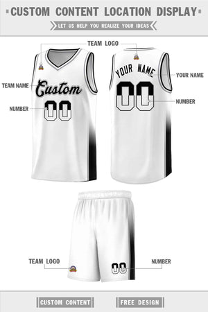 Custom White Gray-Black Personalized Two Tone Font Sports Uniform Basketball Jersey