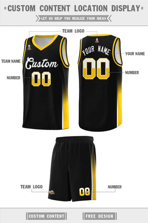 Custom Black White-Yellow Personalized Two Tone Font Sports Uniform Basketball Jersey