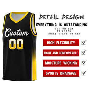 Custom Black White-Yellow Personalized Two Tone Font Sports Uniform Basketball Jersey