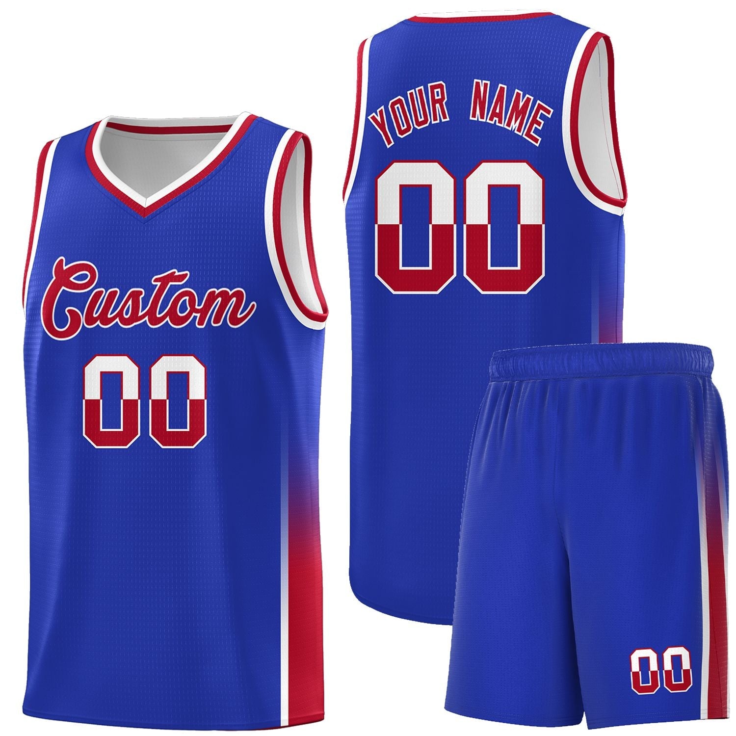 Custom Royal White-Red Personalized Two Tone Font Sports Uniform Basketball Jersey