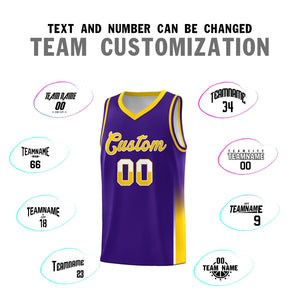 Custom Purple White-Yellow Personalized Two Tone Font Sports Uniform Basketball Jersey