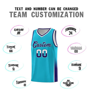 Custom Sky Blue White-Purple Personalized Two Tone Font Sports Uniform Basketball Jersey