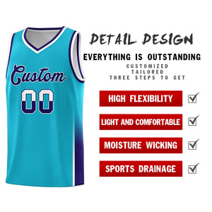 Custom Sky Blue White-Purple Personalized Two Tone Font Sports Uniform Basketball Jersey