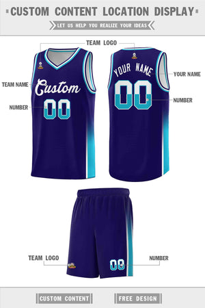 Custom Purple White-Sky Blue Personalized Two Tone Font Sports Uniform Basketball Jersey