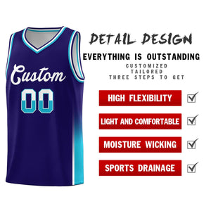 Custom Purple White-Sky Blue Personalized Two Tone Font Sports Uniform Basketball Jersey