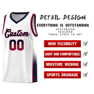 Custom White Red-Navy Personalized Two Tone Font Sports Uniform Basketball Jersey