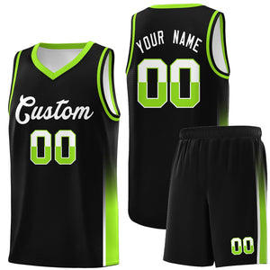 Custom Black White-Neon Green Personalized Two Tone Font Sports Uniform Basketball Jersey