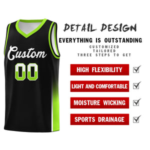 Custom Black White-Neon Green Personalized Two Tone Font Sports Uniform Basketball Jersey