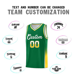 Custom Kelly Green White-Gold Personalized Two Tone Font Sports Uniform Basketball Jersey