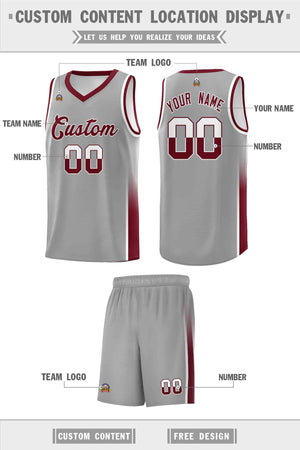 Custom Gray White-Crimson Personalized Two Tone Font Sports Uniform Basketball Jersey