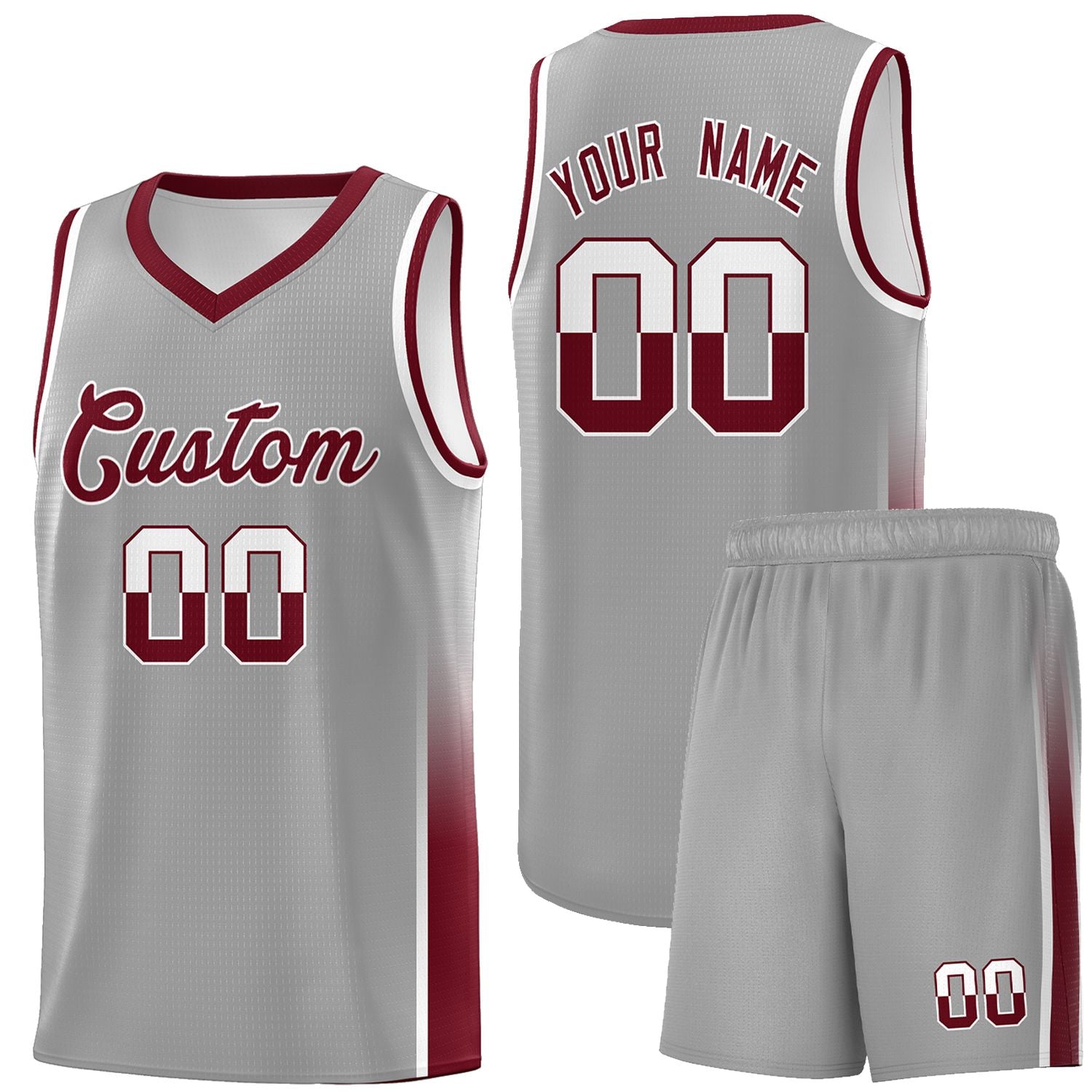 Custom Gray White-Crimson Personalized Two Tone Font Sports Uniform Basketball Jersey