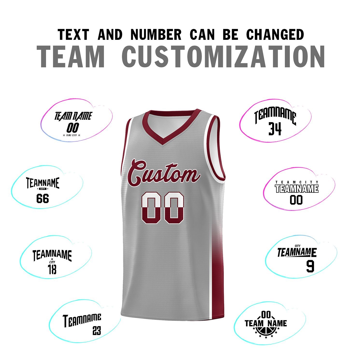 Custom Gray White-Crimson Personalized Two Tone Font Sports Uniform Basketball Jersey