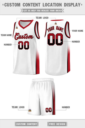 Custom White Black-Red Personalized Two Tone Font Sports Uniform Basketball Jersey