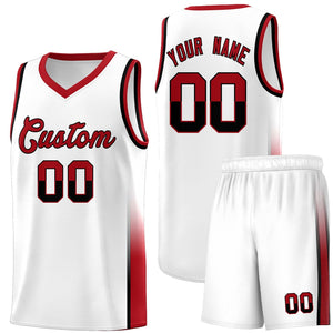 Custom White Black-Red Personalized Two Tone Font Sports Uniform Basketball Jersey