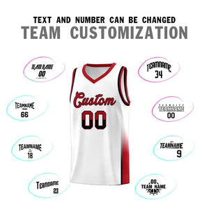 Custom White Black-Red Personalized Two Tone Font Sports Uniform Basketball Jersey