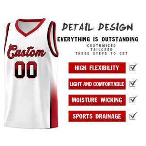 Custom White Black-Red Personalized Two Tone Font Sports Uniform Basketball Jersey