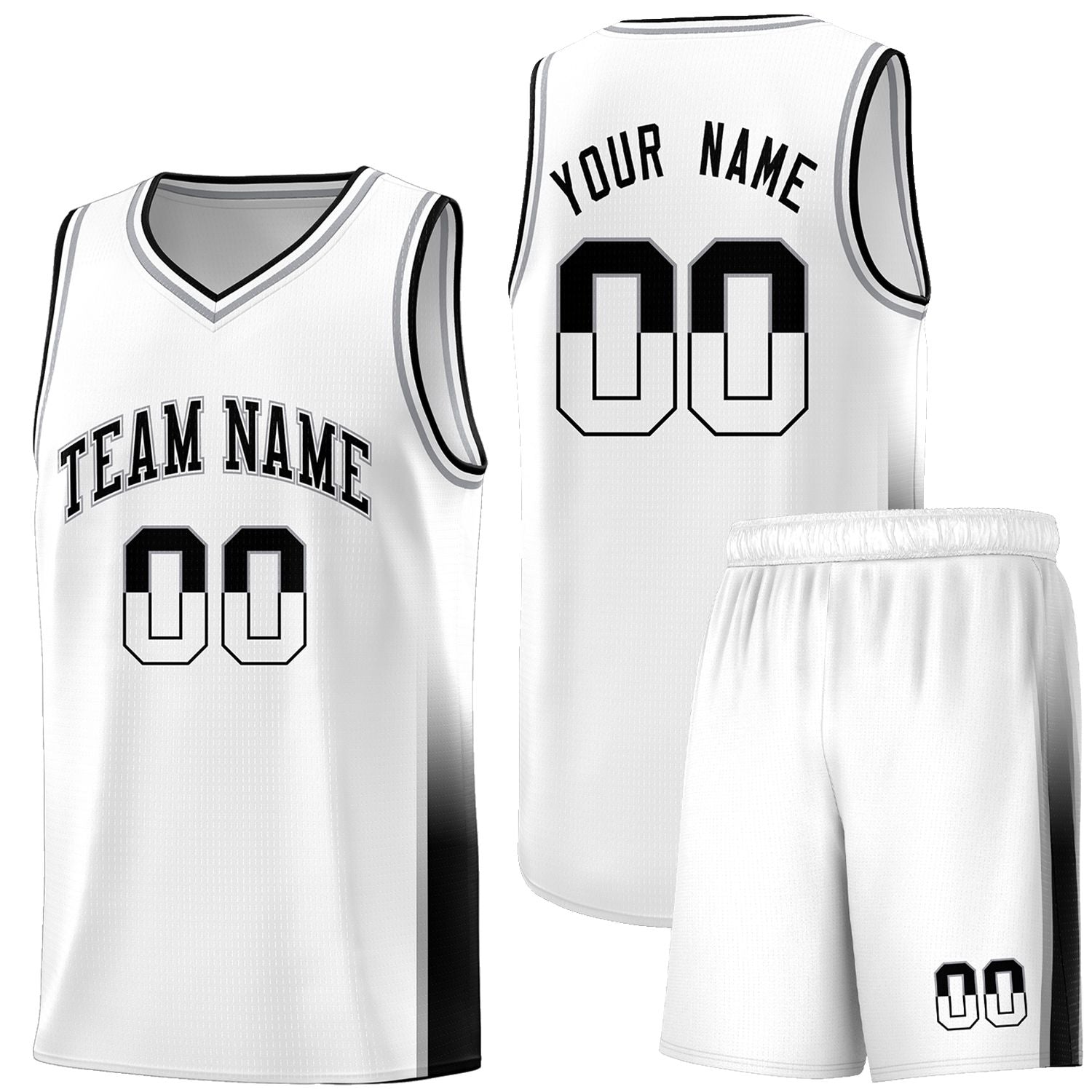 Custom White Gray-Black Personalized Two Tone Font Sports Uniform Basketball Jersey