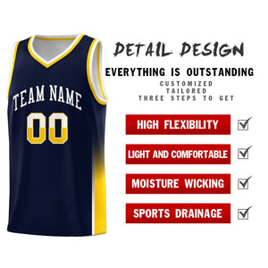 Custom Navy White-Gold Personalized Two Tone Font Sports Uniform Basketball Jersey