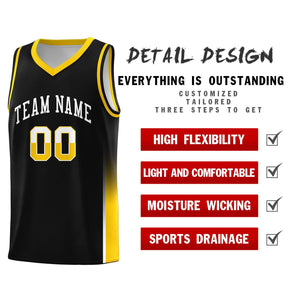 Custom Black White-Yellow Personalized Two Tone Font Sports Uniform Basketball Jersey