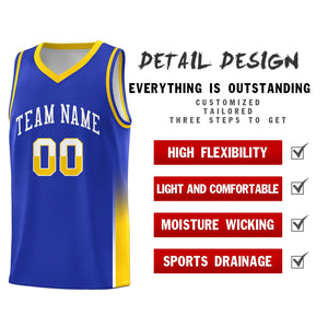 Custom Royal White-Gold Personalized Two Tone Font Sports Uniform Basketball Jersey