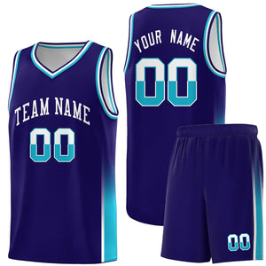 Custom Purple White-Sky Blue Personalized Two Tone Font Sports Uniform Basketball Jersey