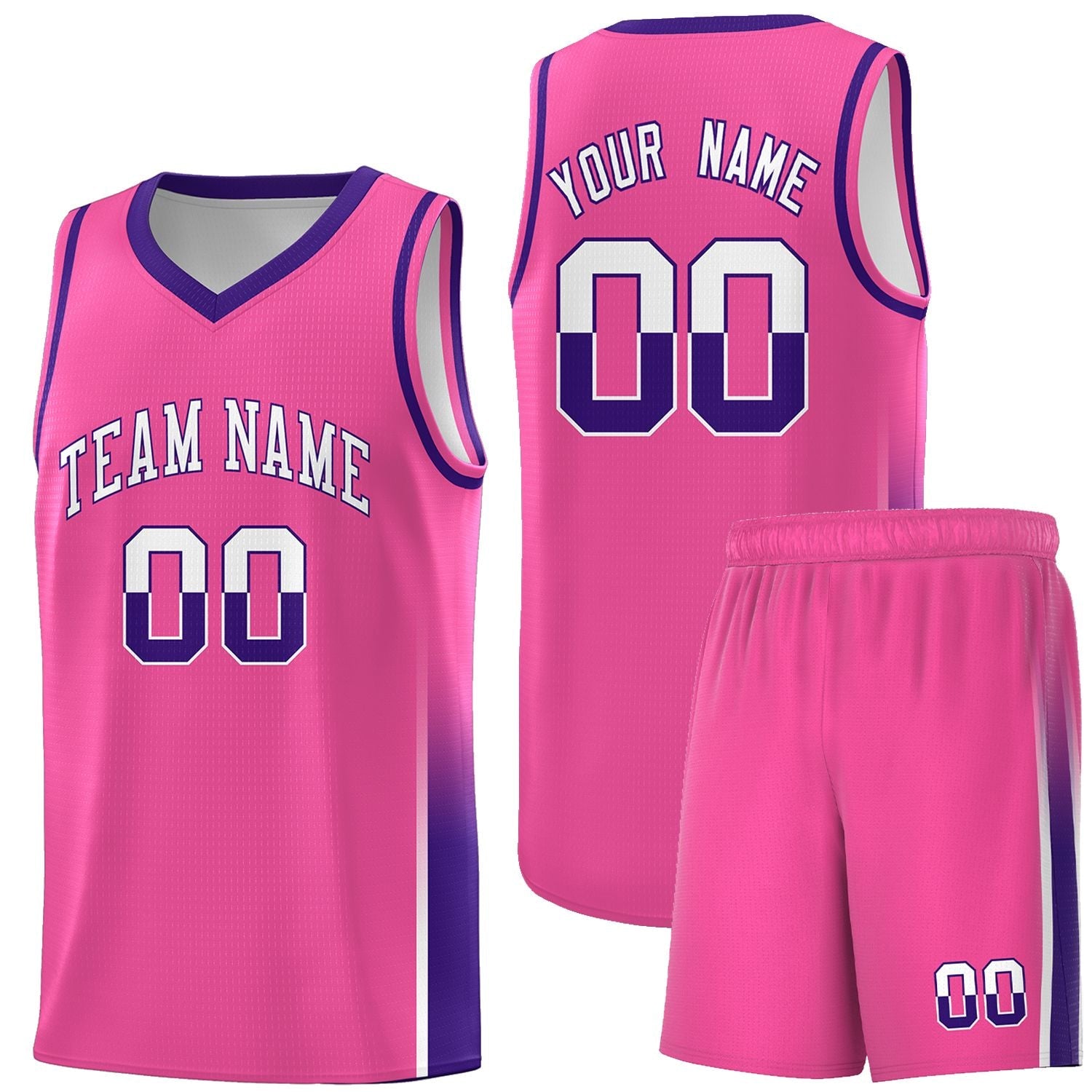 Custom Pink White-Purple Personalized Two Tone Font Sports Uniform Basketball Jersey