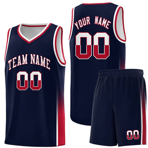 Custom Navy White-Red Personalized Two Tone Font Sports Uniform Basketball Jersey