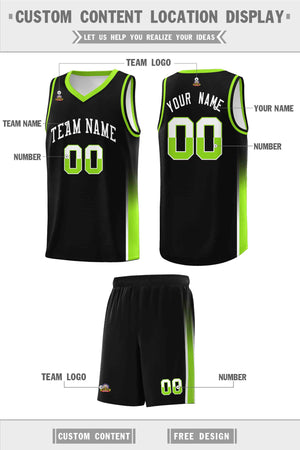 Custom Black White-Neon Green Personalized Two Tone Font Sports Uniform Basketball Jersey