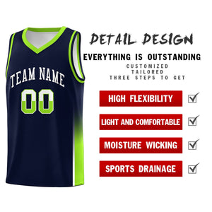 Custom Navy White-Neon Green Personalized Two Tone Font Sports Uniform Basketball Jersey