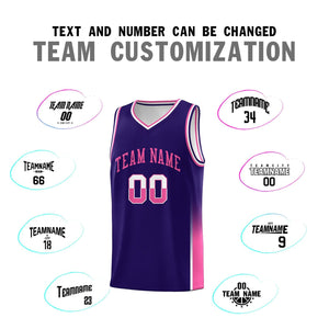 Custom Purple White-Pink Personalized Two Tone Font Sports Uniform Basketball Jersey