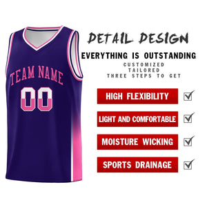 Custom Purple White-Pink Personalized Two Tone Font Sports Uniform Basketball Jersey