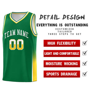 Custom Kelly Green White-Gold Personalized Two Tone Font Sports Uniform Basketball Jersey