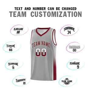 Custom Gray White-Crimson Personalized Two Tone Font Sports Uniform Basketball Jersey