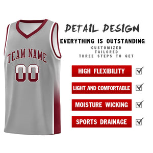 Custom Gray White-Crimson Personalized Two Tone Font Sports Uniform Basketball Jersey