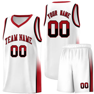 Custom White Black-Red Personalized Two Tone Font Sports Uniform Basketball Jersey