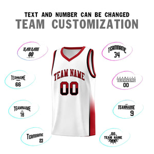 Custom White Black-Red Personalized Two Tone Font Sports Uniform Basketball Jersey