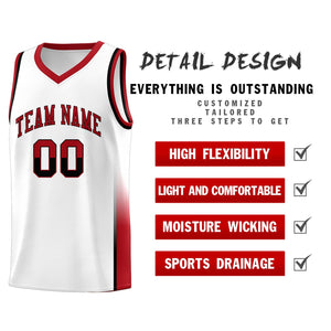 Custom White Black-Red Personalized Two Tone Font Sports Uniform Basketball Jersey