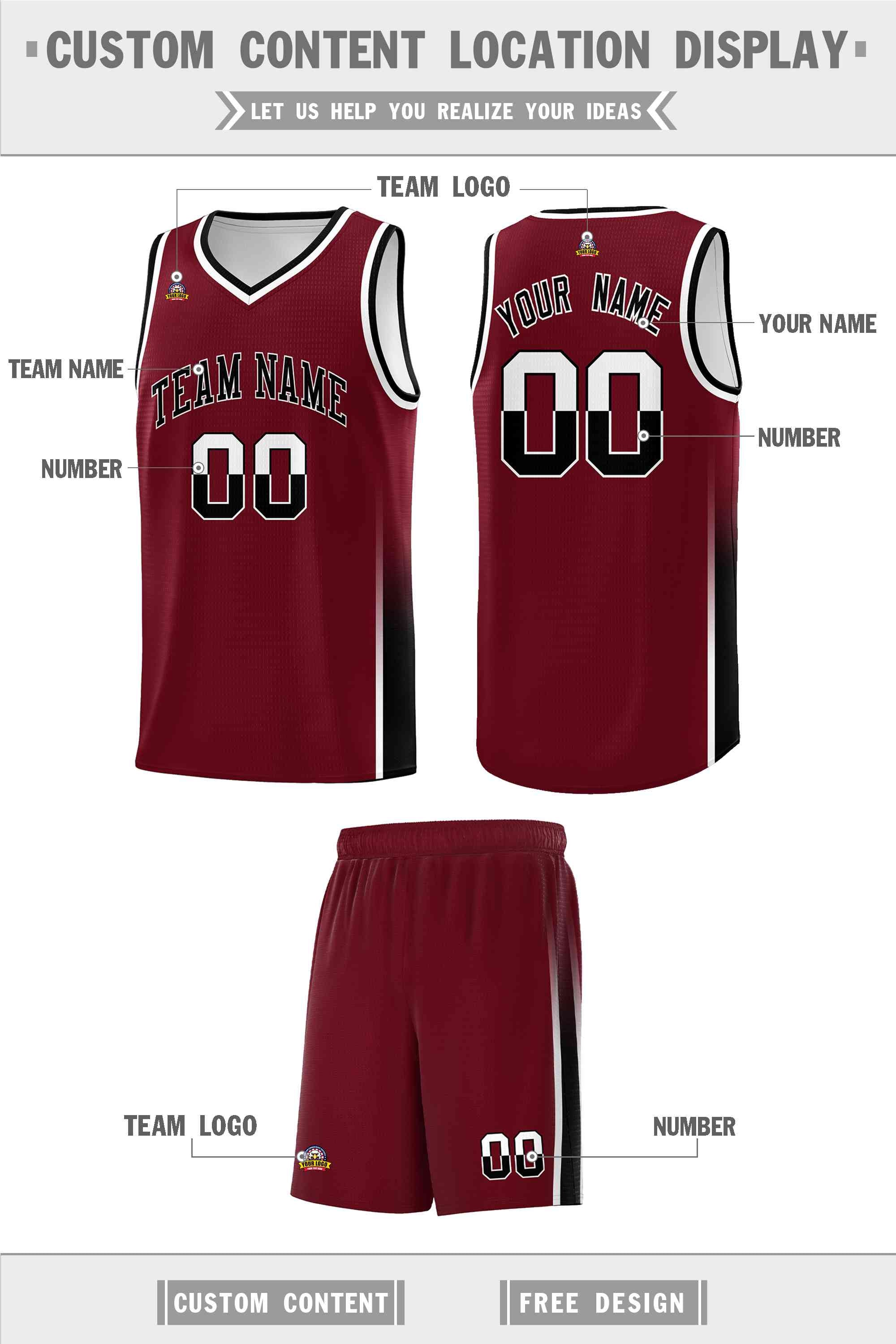 Custom Crimson White-Black Personalized Two Tone Font Sports Uniform Basketball Jersey